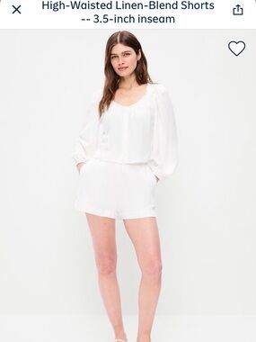 Old Navy White High-Waisted Linen-Blend Women's Shorts